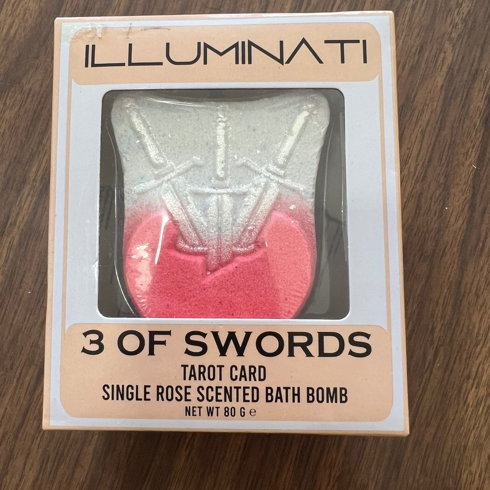 Illuminati 3 of Swords Tarot Card Single Rose Scented Bath Bomb New Sealed
